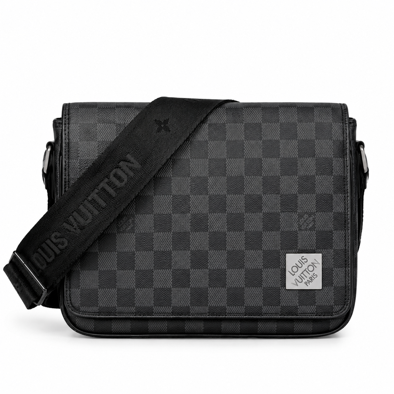 LV PM Checkered Messenger Black