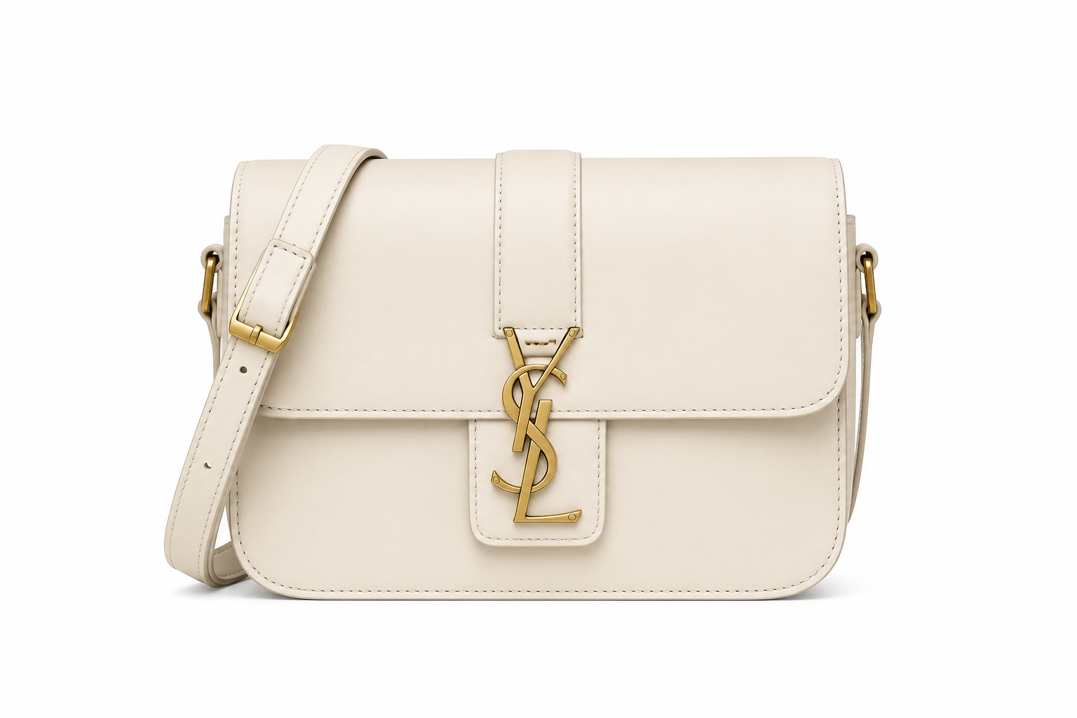 YSL Solferino Medium Satchel Cream